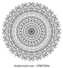 Adult coloring page. Mandala vector for art, coloring book, zendoodle. Round zentangle for coloring book pages, mandala design. Coloring mandala. round ornament  lace pattern 