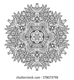 Adult coloring page. Mandala vector for art, coloring book, zendoodle. Round zentangle for coloring book pages, mandala design. Coloring mandala. round ornament  lace pattern 