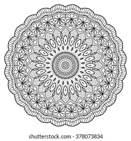 Adult coloring page. Mandala vector for art, coloring book, zendoodle. Round zentangle for coloring book pages, mandala design. Coloring mandala. round ornament  lace pattern 