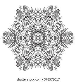 Adult coloring page. Mandala vector for art, coloring book, zendoodle. Round zentangle for coloring book pages, mandala design. Coloring mandala. round ornament  lace pattern 