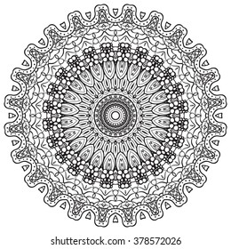 Adult coloring page. Mandala vector for art, coloring book, zendoodle. Round zentangle for coloring book pages, mandala design. Coloring mandala. round ornament  lace pattern 