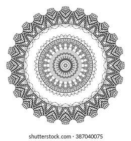 Adult coloring page. Mandala vector for art, coloring book, zendoodle. Round zentangle for coloring book pages, mandala design. Coloring mandala. round ornament lace pattern