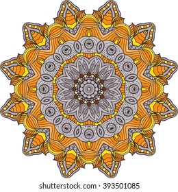 Adult coloring page. Mandala vector for art, coloring book, zendoodle. Round zentangle for coloring book pages, mandala design. Coloring mandala. round ornament lace pattern 