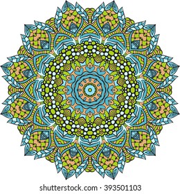 Adult coloring page. Mandala vector for art, coloring book, zendoodle. Round zentangle for coloring book pages, mandala design. Coloring mandala. round ornament lace pattern 
