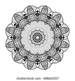 Adult coloring page. Mandala vector for art, coloring book, zendoodle. Round zentangle for coloring book pages, mandala design. Coloring mandala. round ornament lace pattern 
