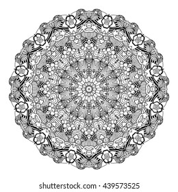 Adult coloring page. Mandala vector for art, coloring book, zendoodle. Round zentangle for coloring book pages, mandala design. Coloring mandala. round ornament lace pattern for print