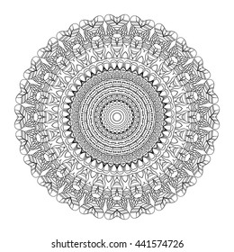Adult coloring page. Mandala vector for art, coloring book, zendoodle. Round zentangle for coloring book pages, mandala design. Coloring mandala. round ornament lace pattern