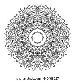 Adult coloring page. Mandala vector for art, coloring book, zendoodle. Round zentangle for coloring book pages, mandala design. Coloring mandala. round ornament lace pattern