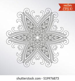 Adult coloring page. Mandala vector for art, coloring book, zendoodle. Round zentangle for coloring book pages, mandala design. Coloring mandala. round ornament lace pattern for your design