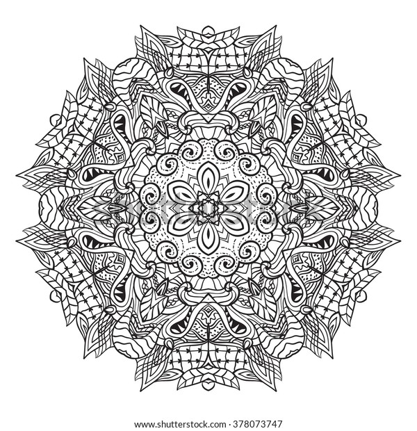 Download Adult Coloring Page Mandala Vector Art Stock Vector (Royalty Free) 378073747