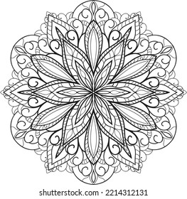 Adult coloring page Mandala.Antistress Coloring Page Mandala.Hand drawn illustration vector