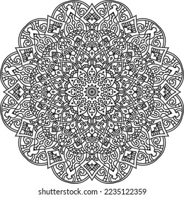 Adult coloring page Mandala.Antistress Coloring Page Mandala.Hand drawn illustration vector