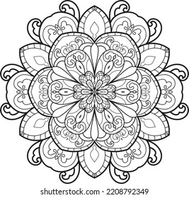 Adult coloring page Mandala.Hand drawn illustration.ornament design for coloring page