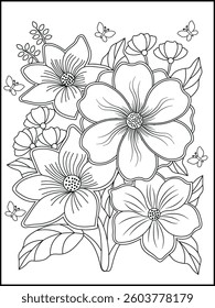 Adult Coloring Page. Printable Black and White Floral Patterns for Relaxation and  Stress Relief