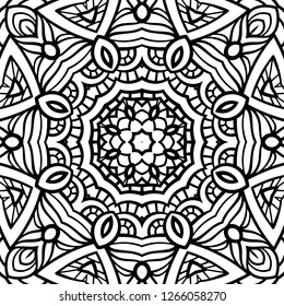 Adult coloring page. Seamless zendoodle vector for art, coloring book, zendoodle. Square zentangle for coloring book pages, mandala design.