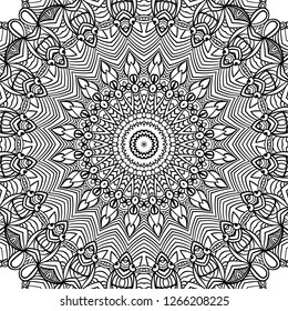Adult coloring page. Seamless zendoodle vector for art, coloring book, zendoodle. Square zentangle for coloring book pages, mandala design.