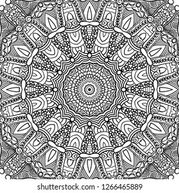 Adult coloring page. Seamless zendoodle vector for art, coloring book, zendoodle. Square zentangle for coloring book pages, mandala design.