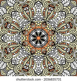 Adult coloring page. Seamless zendoodle vector for art, coloring book, zendoodle. Square zentangle for coloring book pages, mandala design. Coloring zentangle. zen ornament lace pattern 