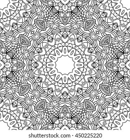 Adult coloring page. Seamless zendoodle vector for art, coloring book, zendoodle. Square zentangle for coloring book pages, mandala design. Coloring zentangle. zen ornament lace pattern 