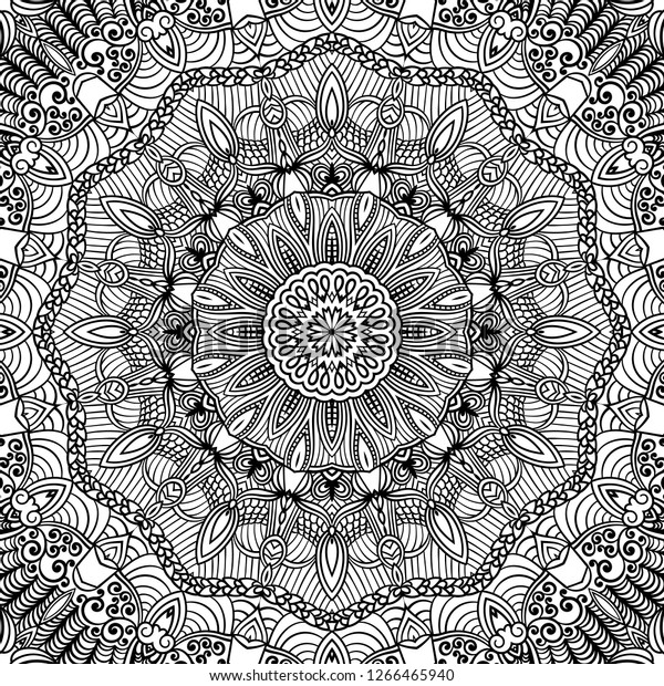 Adult Coloring Page Seamless Zendoodle Vector Stock Vector (Royalty ...