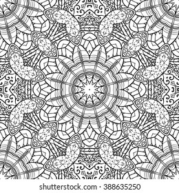 Adult coloring page. Semless zendoodle vector for art, coloring book, zendoodle. Square zentangle for coloring book pages, mandala design. Coloring zentangle. zen ornament lace pattern 