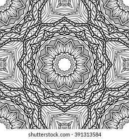 Adult coloring page. Semless zendoodle vector for art, coloring book, zendoodle. Square zentangle for coloring book pages, mandala design. Coloring zentangle. zen ornament lace pattern 
