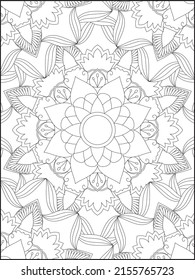 Adult Coloring Pages, Adult Coloring Books, Floral Coloring, Decorative mandala with floral patterns and leaves on a white isolated background, Floral Mandala Coloring Books, Floral Mandala
