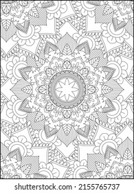 Adult Coloring Pages, Adult Coloring Books, Floral Coloring, Decorative mandala with floral patterns and leaves on a white isolated background, Floral Mandala Coloring Books, Floral Mandala
