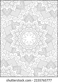 Adult Coloring Pages, Adult Coloring Books, Floral Coloring, Decorative mandala with floral patterns and leaves on a white isolated background, Floral Mandala Coloring Books, Floral Mandala
