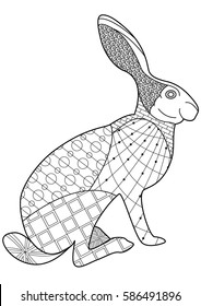 Adult coloring rabbit page