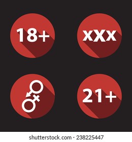 adult content flat icons vector illustration, eps10, easy to edit