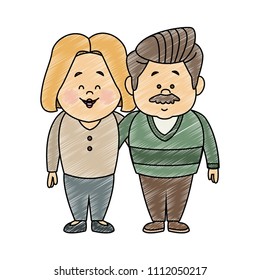 Adult couple cartoon scribble