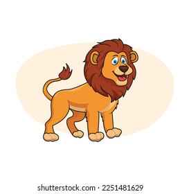 Adult cute male lion drawing. Vector