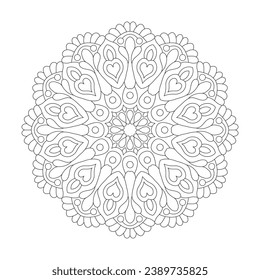 Página de mandala del libro de colores de Petals Delicados para adultos para el interior del libro kdp, Habilidad para relajarse, Experiencias del Cerebro, Refugio Armonioso, Retratos Pacíficos, Diseño Mandala de Belleza Floreciente.