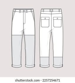 adult denim flat sketch illustration