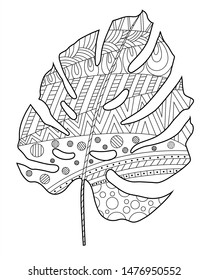 Adult doodling monster leaf coloring book