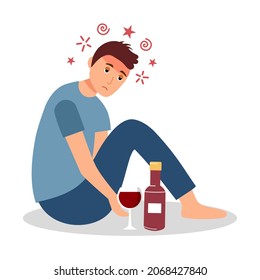 Adult Drunk Man Sitting Alcohol Bottle Stock Vector (Royalty Free ...