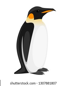 Adult emperor penguin. Arctic animal, cartoon flat design. Vector illustration isolated on white background.