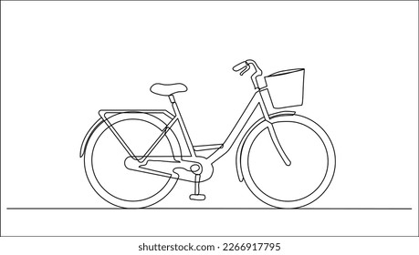 Adult female bicycle continuous line art for vector illustration, business transportation. public vehicle