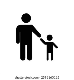 An adult figure and a child figure stand together, with the adult gently holding the childs hand. This moment captures the essence of connection, safety, and support in relationships.