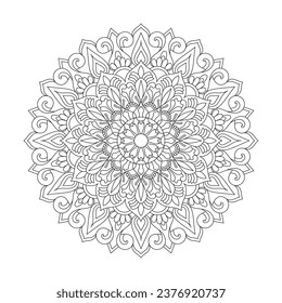 Adult Floral harmony mandala coloring book page for kdp book interior. Peaceful Petals, Ability to Relax, Brain Experiences, Harmonious Haven, Peaceful Portraits, Blossoming Beauty mandala design. 