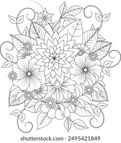 Adult flower patterns made by hand for Coloring pages