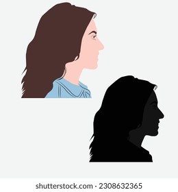 Adult Girl Alone in a Stylish Silhouette with Portrait