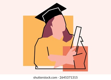 Adult girl graduated from university vector design