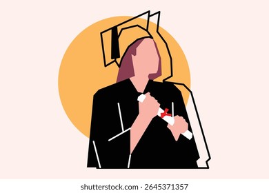 Adult girl graduated from university vector design