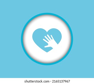 Adult hand on the background of the heart, life support