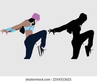 Adult Hip Hop Dancing Style Silhouettes with Portrait