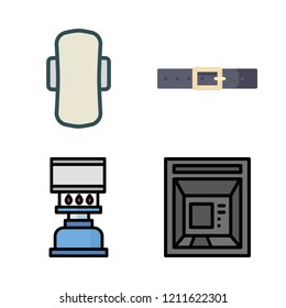 adult icon set. vector set about cash machine, compress, belt and cooking icons set.