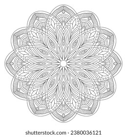 Adult inner radiance mandala coloring book page for kdp book interior. Peaceful Petals, Ability to Relax, Brain Experiences, Harmonious Haven, Peaceful Portraits, Blossoming Beauty mandala design.