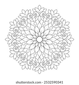 Página de libro para colorear de mandala de resplandor interior adulto, archivo de Vector, diseño de tatuaje, arte de pared, arte de mandala simple, diseño para un Fondo de pantalla Pinta la camisa y el azulejo Diseño de pegatina, archivo de Vector